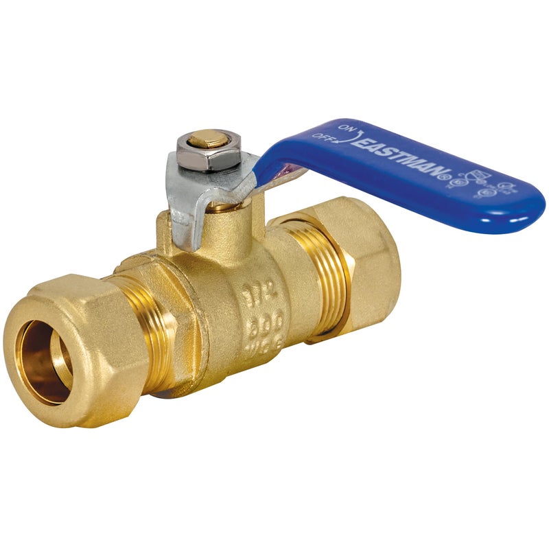 Eastman 1/2 Inch Compression Heavy Duty Full Port Ball Valve, Brass Plumbing Fitting, 20096LF - Image 1